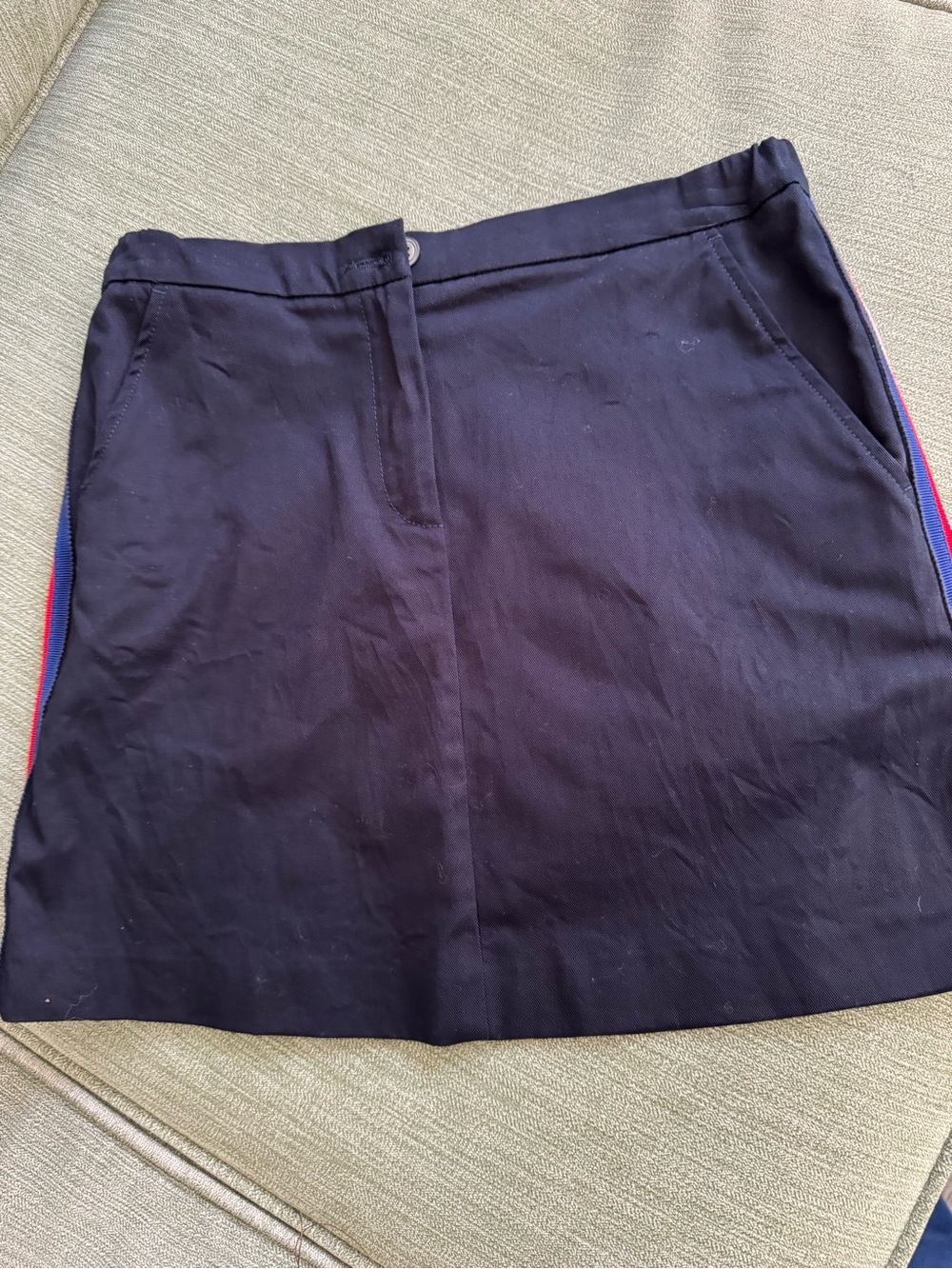 Gucci Navy Mini Skirt with Red and Blue Side Stripes